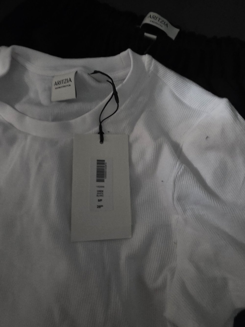 Aritzia Womens White Ribbed Short Sleeve Crew Tee